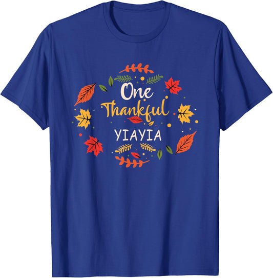 One Thankful Yiayia Family Matching Gift T-Shirt - T-Shirt | Royal
