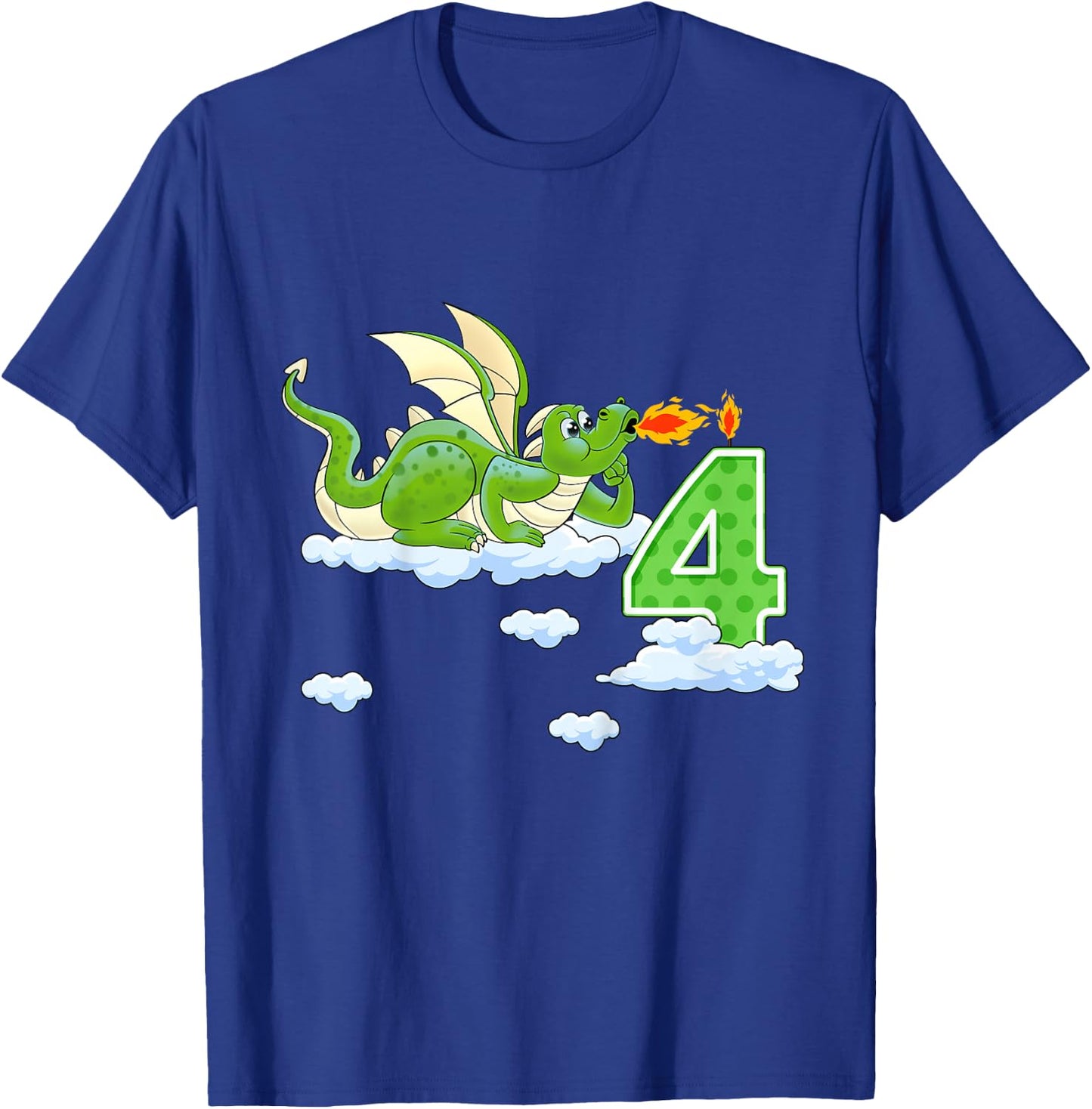 Kids Dragon 4 Year Old Birthday Outfit Boy Knight 4th Birthday T-Shirt - T-Shirt | Royal