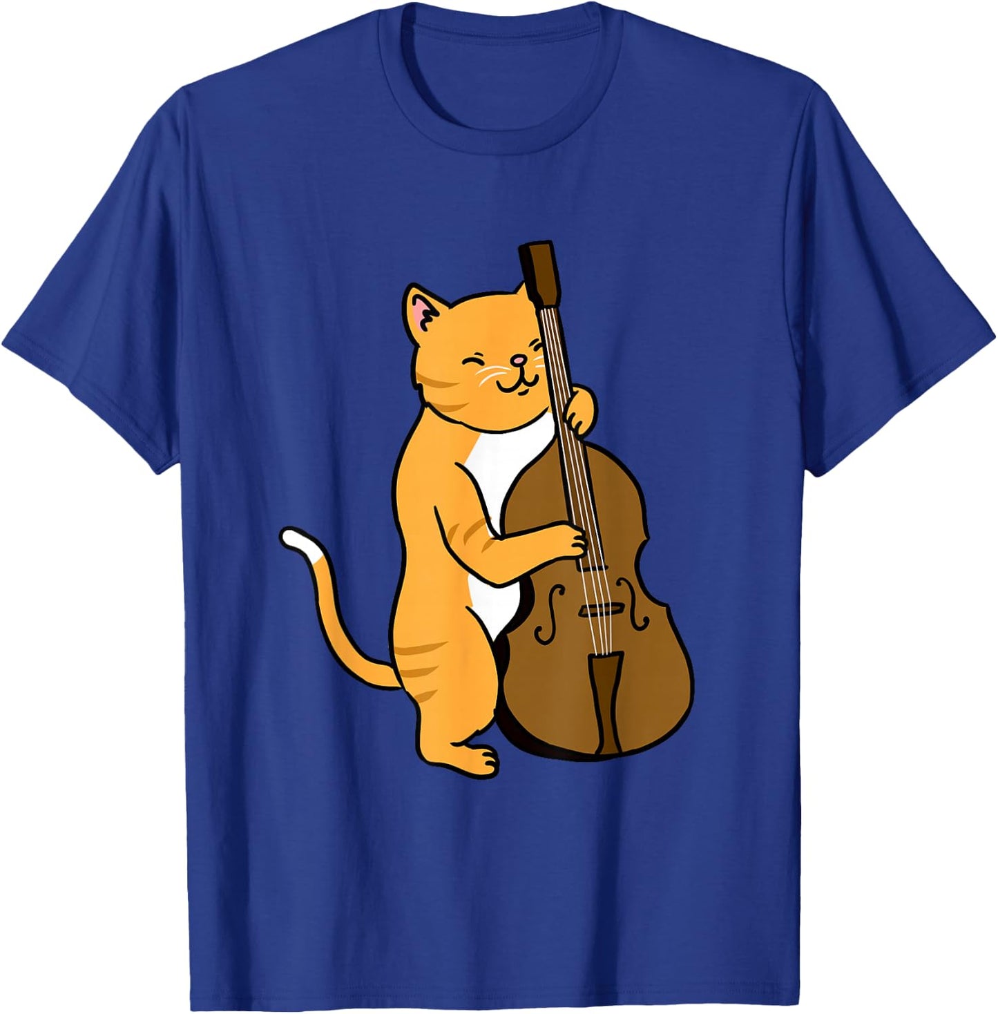 Cat Playing Upright Bass T-Shirt - T-Shirt | Royal
