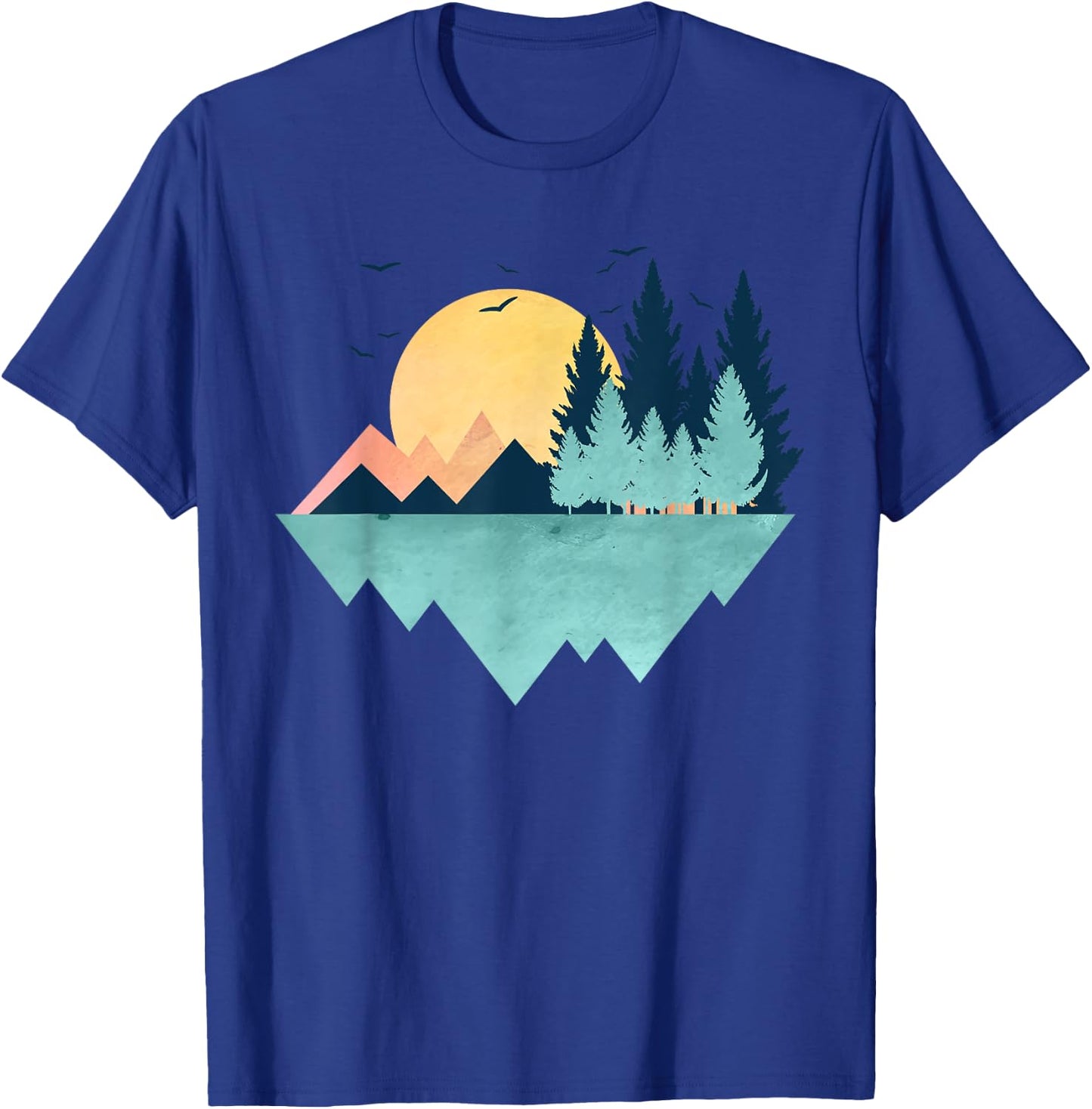 Funny Geometric Mountain Abstract Geometry Outdoor Gifts T-Shirt - T-Shirt | Royal
