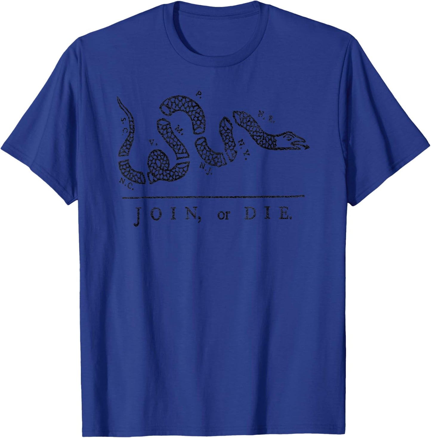 Join OR DIE Snake Franklin Independence Gadsden 1776 Flag T-Shirt - T-Shirt | Royal
