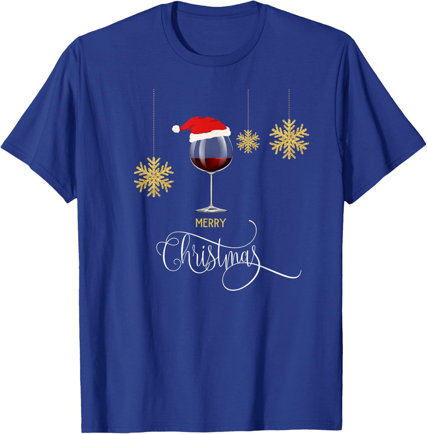 Red Wine Christmas Wine Glass Festive Holiday Women Xmas T-Shirt - T-Shirt | Royal