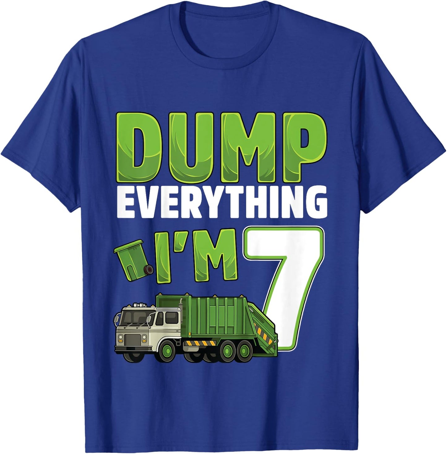 Kids Recycling Trash 7 Year Old Garbage Truck 7th Birthday Boy T-Shirt - T-Shirt | Royal