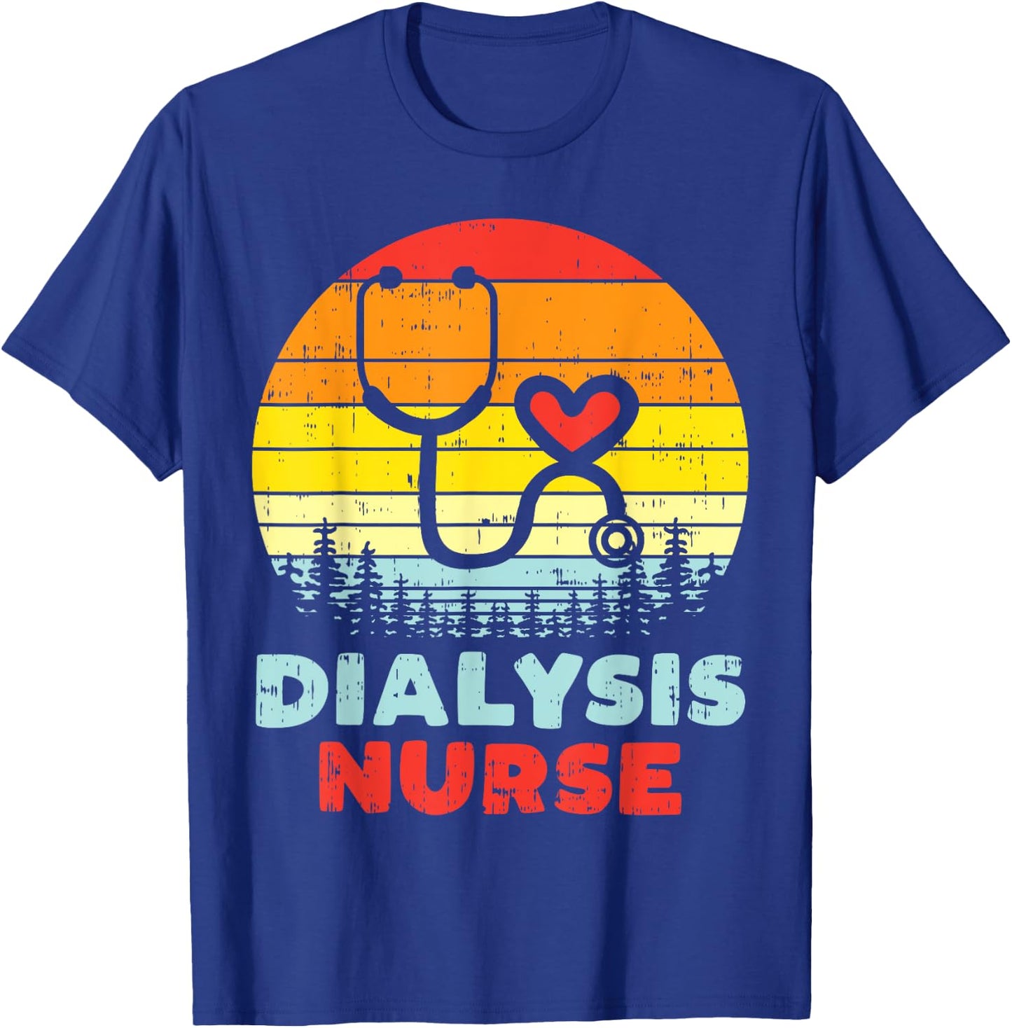 Dialysis Nurse Stethoscope Retro Nephrology Nursing Gift T-Shirt - T-Shirt | Royal