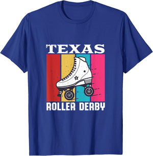 Vintage Retro Texas Roller Derby Women Roller Skating T-Shirt - T-Shirt | Royal