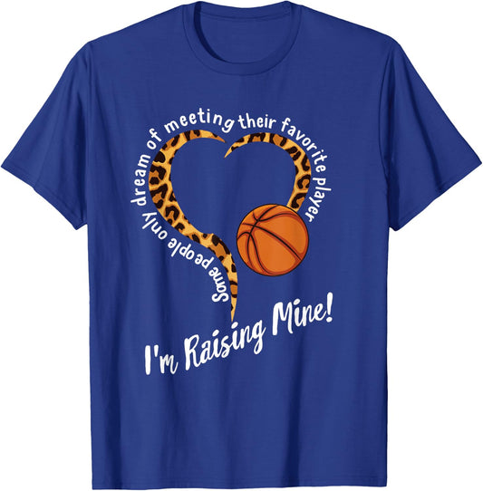 Basketball Mom Mothers day Raising Favorite Player Leopard T-Shirt - T-Shirt | Royal
