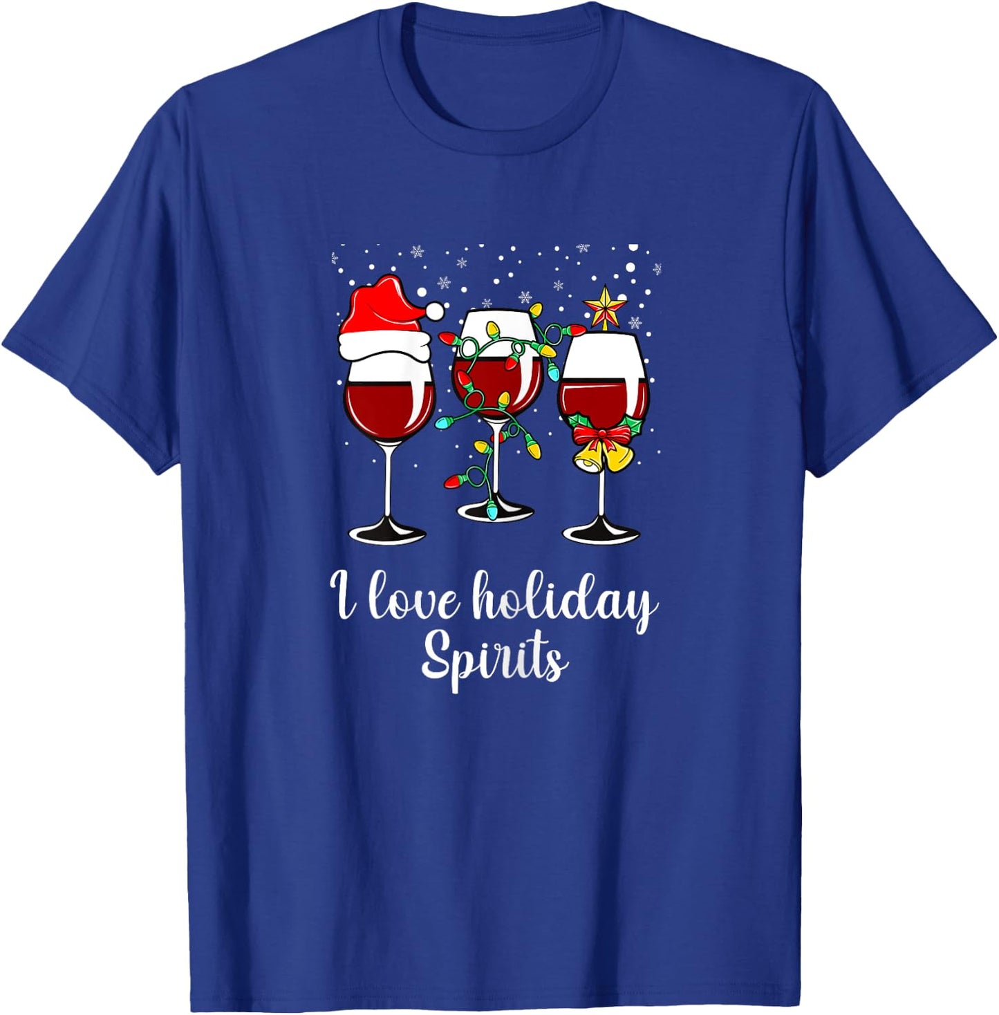 Red Wine Drinking Gift Funny Holiday Christmas Wine Glass T-Shirt - T-Shirt | Royal