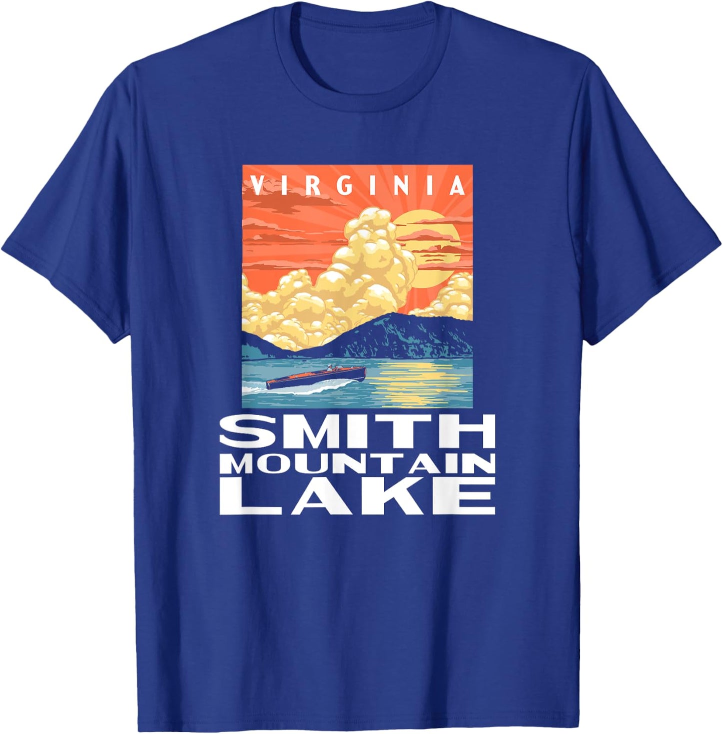 Retro Smith Mountain Lake Virginia WPA Style Vintage T-Shirt - T-Shirt | Royal