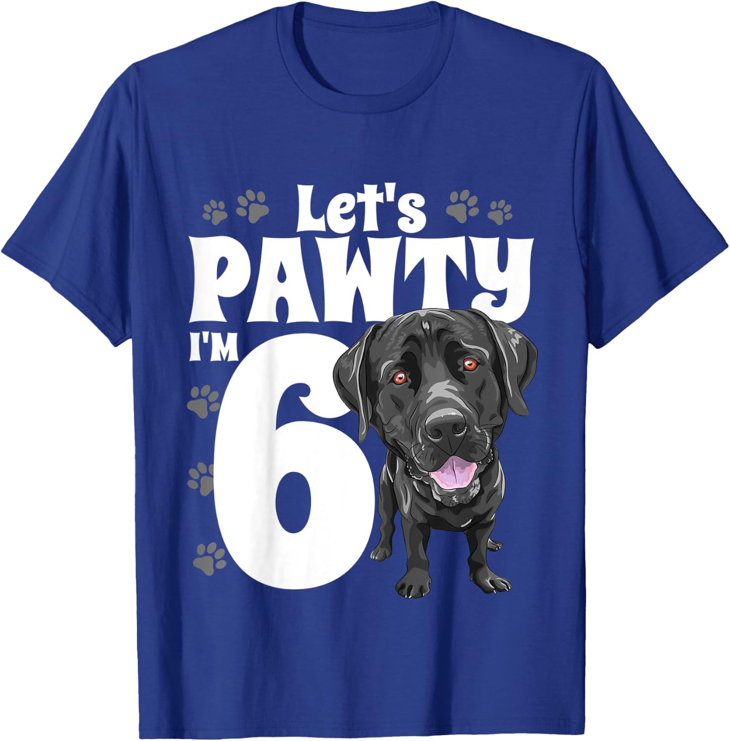 6 Year Old Black Lab Dog Birthday Pawty Labrador 6th Gift Kids T-Shirt - T-Shirt | Royal