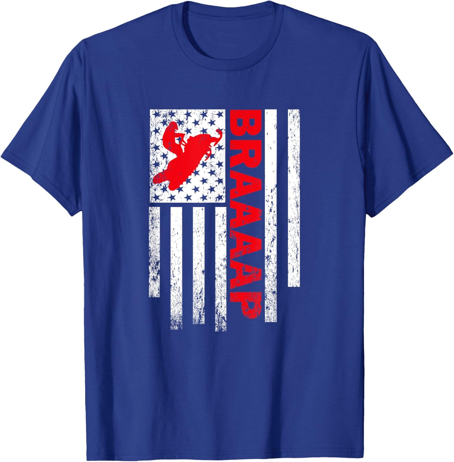 Funny American Flag Snowmobile Braaap T-Shirt - T-Shirt | Royal