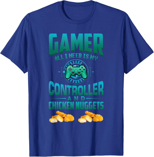Gamer for Kids Adults Video games Chicken nuggets T-Shirt - T-Shirt | Royal