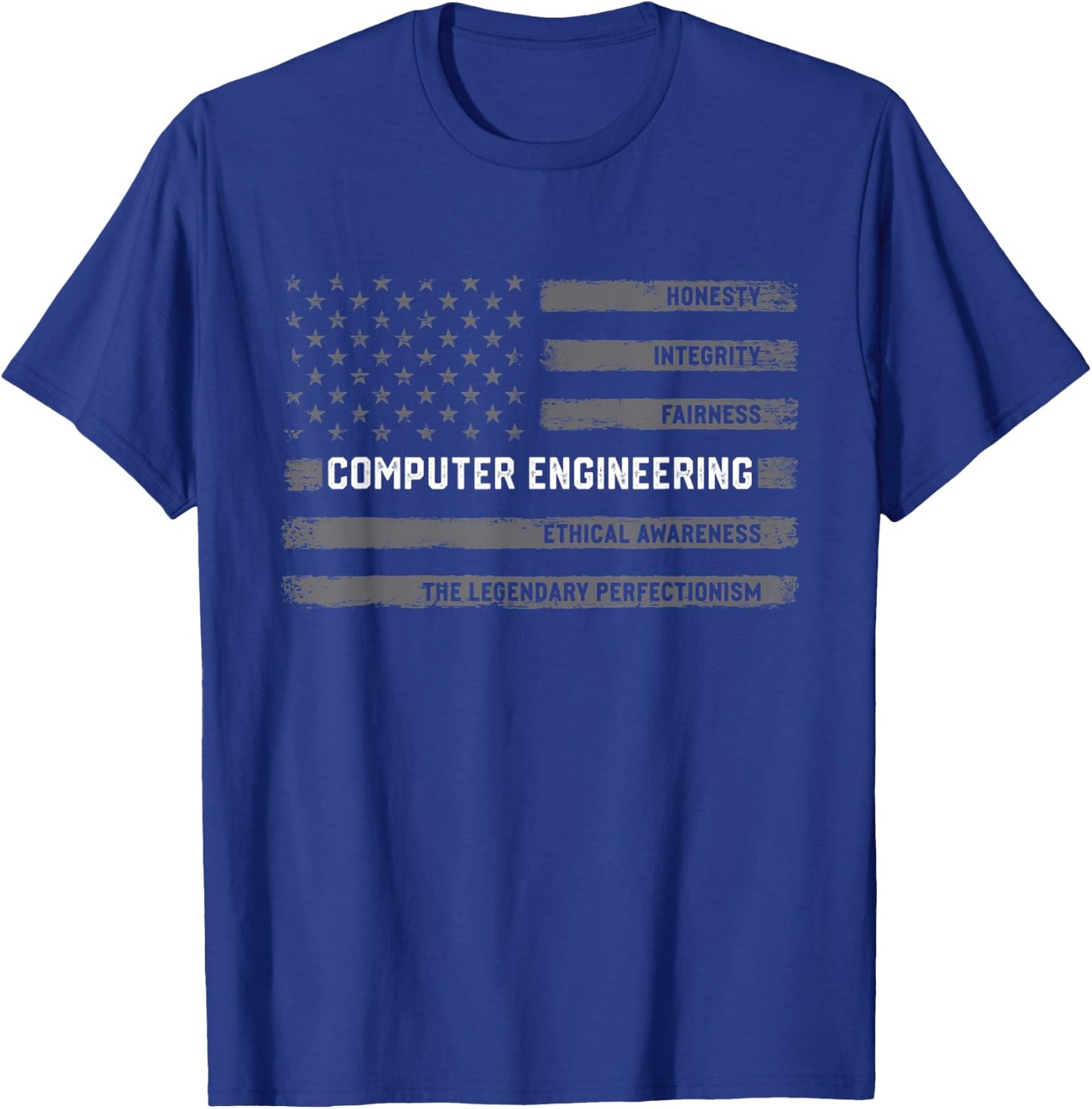 Computer Engineering American Flag Distressed Graphic Women Men T-Shirt - T-Shirt | Royal