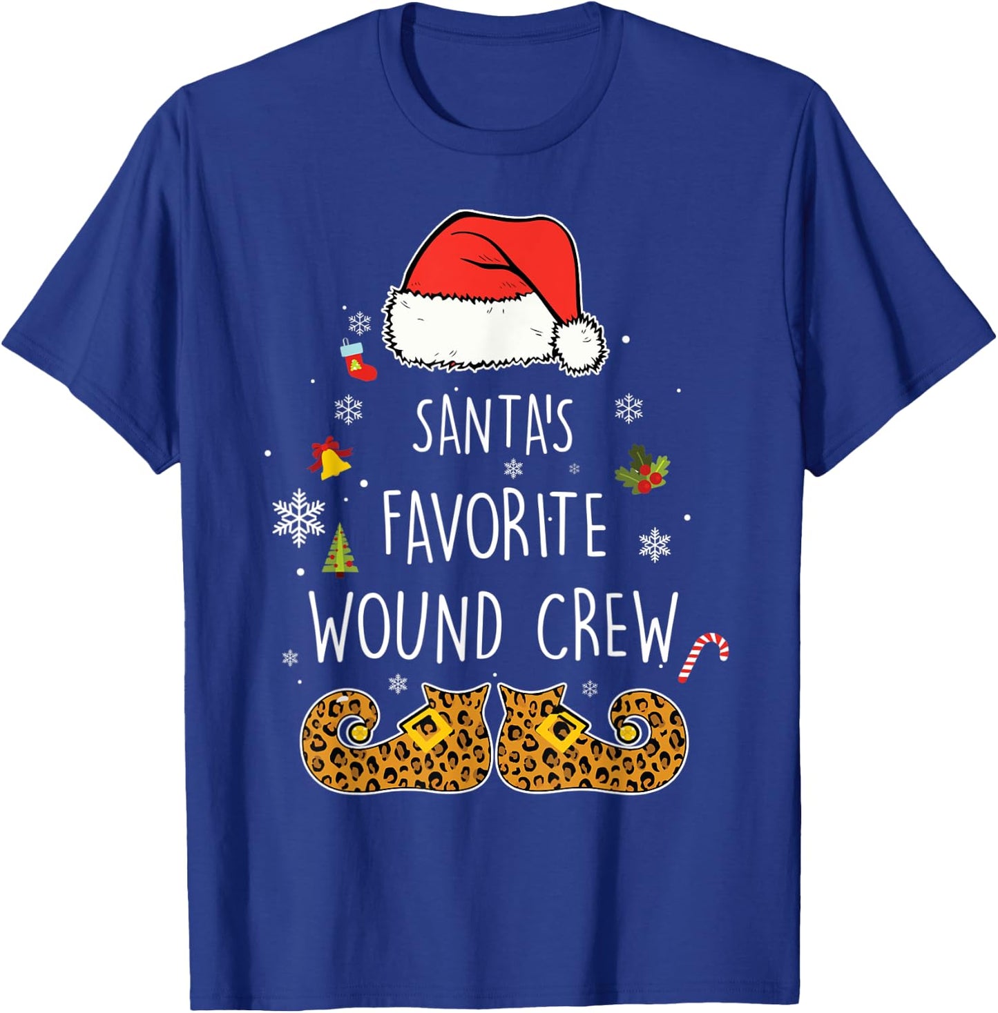 Santa's Favorite Wound Crew Christmas Wound Care Nurse Crew T-Shirt - T-Shirt | Royal