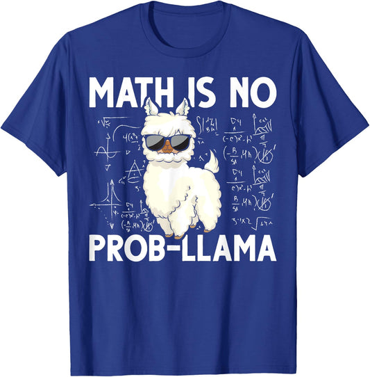 Funny Math Nerd Geek Llama Animal Alpaca Mathematician Math T-Shirt - T-Shirt | Royal