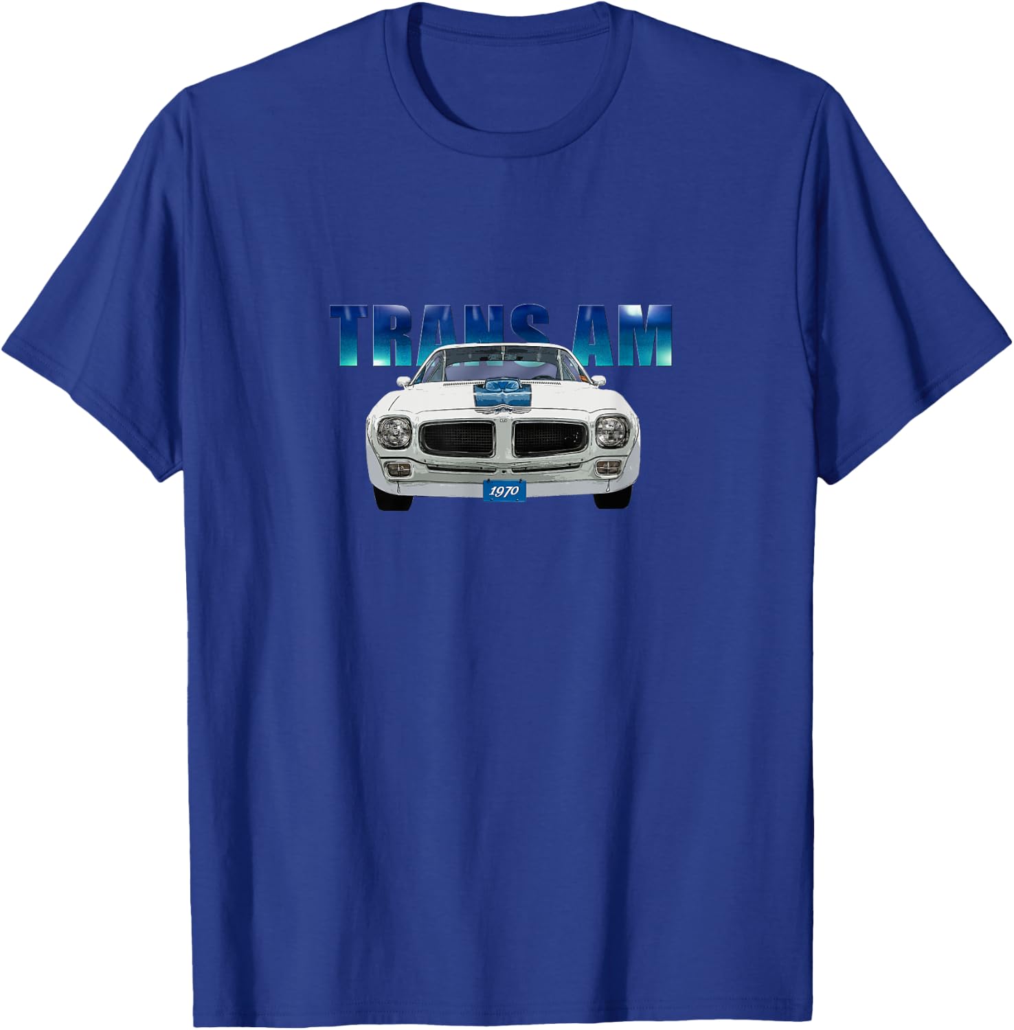 Vintage 1970 Trans Am, White, American Classic, Blue Wrap T-Shirt - T-Shirt | Royal