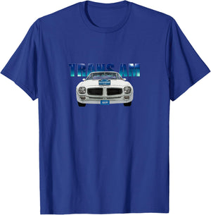 Vintage 1970 Trans Am, White, American Classic, Blue Wrap T-Shirt - T-Shirt | Royal