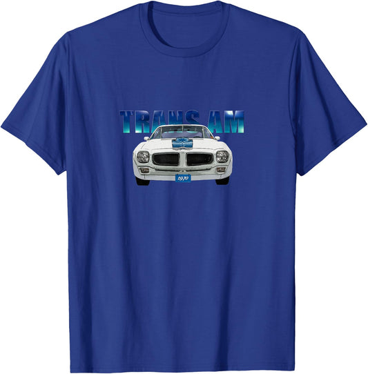 Vintage 1970 Trans Am, White, American Classic, Blue Wrap T-Shirt - T-Shirt | Royal