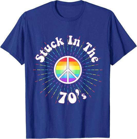 Stuck in the 70s Retro Peace Seventies Flower Power T-Shirt - T-Shirt | Royal