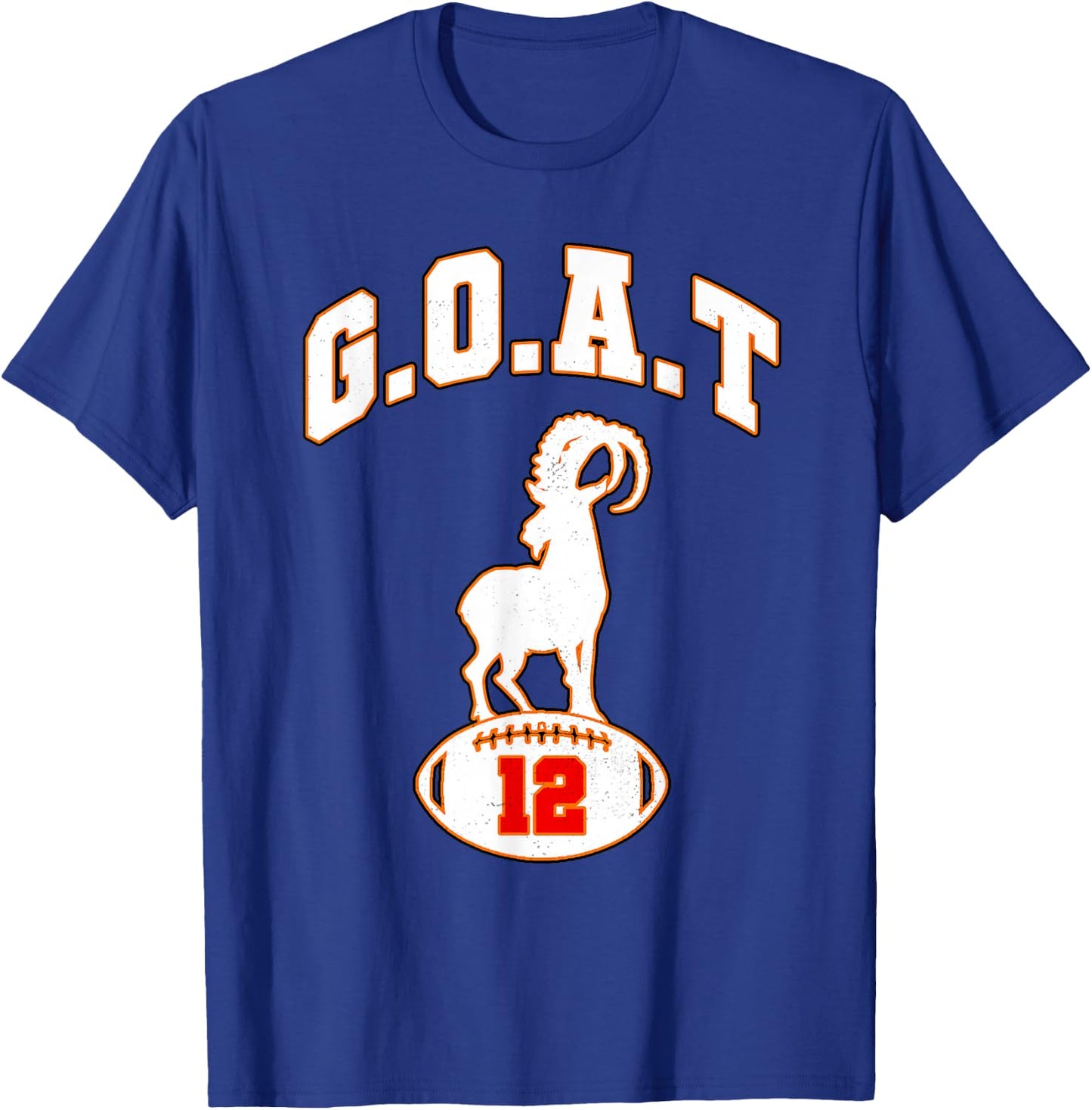 Vintage Distressed GOAT 12 Football T-Shirt - T-Shirt | Royal
