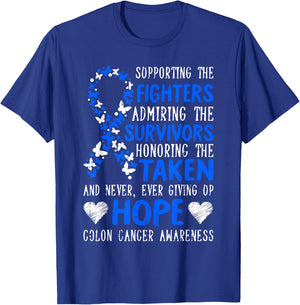Colon Cancer Awareness Gifts Colonoscopy Survivor Fighter T-Shirt - T-Shirt | Royal