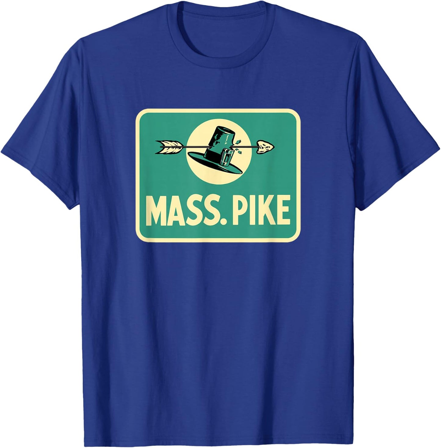 Mass Pike Road Sign Massachusetts Turnpike Route 90 T-Shirt - T-Shirt | Royal