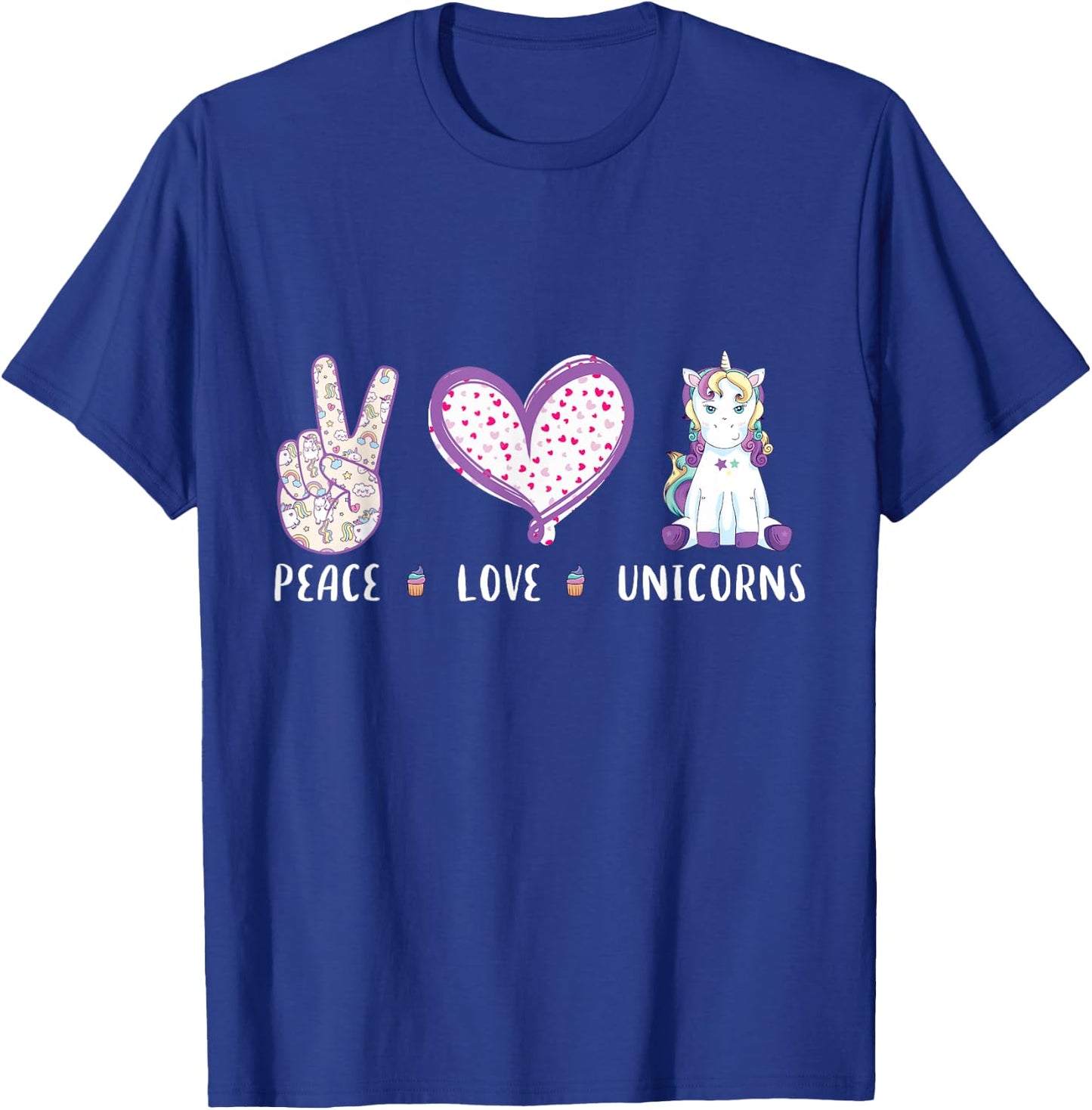 peace love Unicorns gifts for kids girls boys women T-Shirt - T-Shirt | Royal