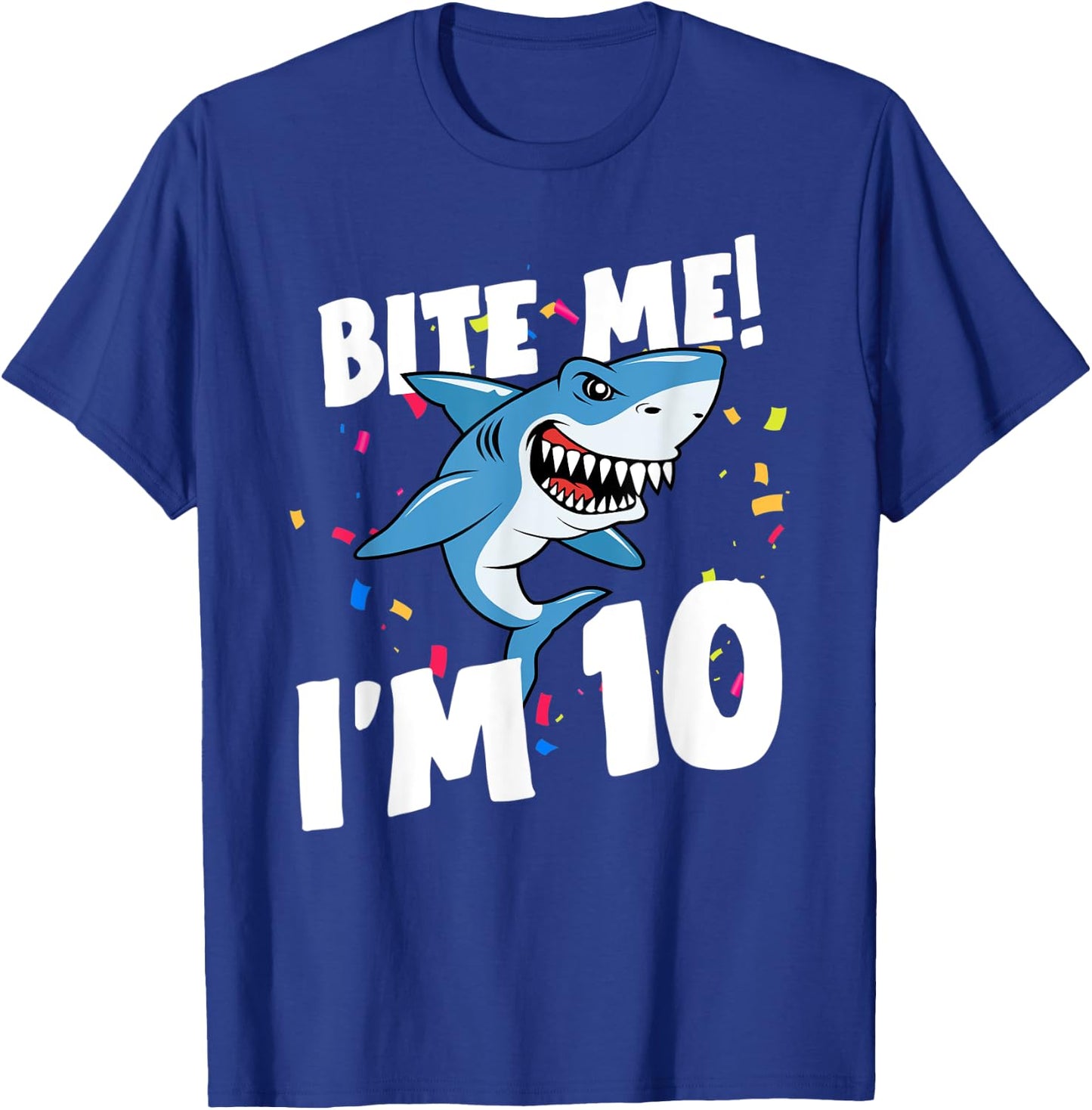 Boys 10 Years Old Happy Birthday Gifts Fun Party Shark Shirt T-Shirt - T-Shirt | Royal