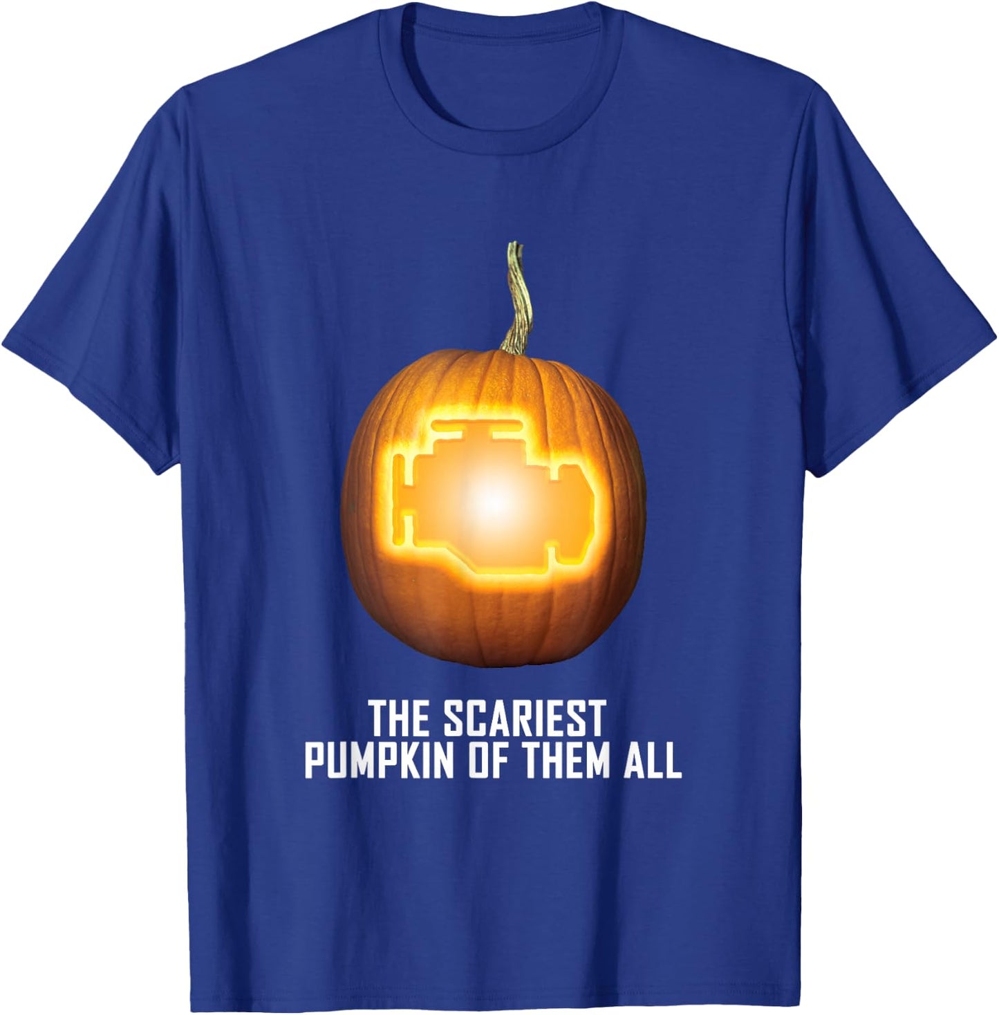 Scariest Pumpkin Funny Mechanic Halloween Check Engine T-Shirt - T-Shirt | Royal