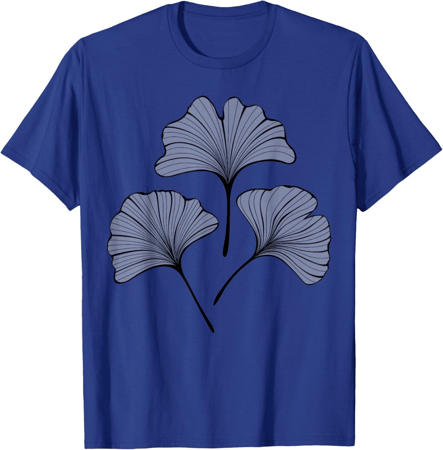 Leaves of Gingko Biloba Line Art T-Shirt - T-Shirt | Royal