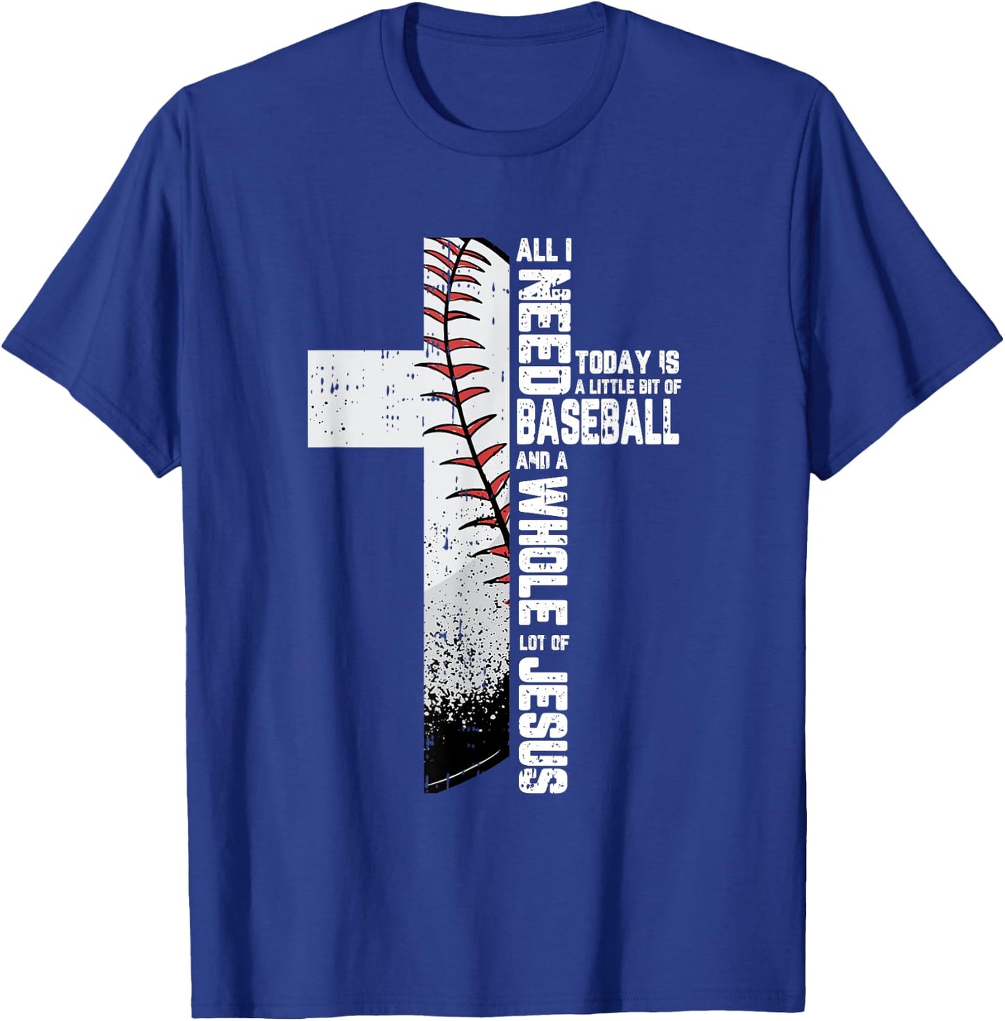 Baseball Cross Jesus Christian Quote Cool Sports Lover Gifts T-Shirt - T-Shirt | Royal