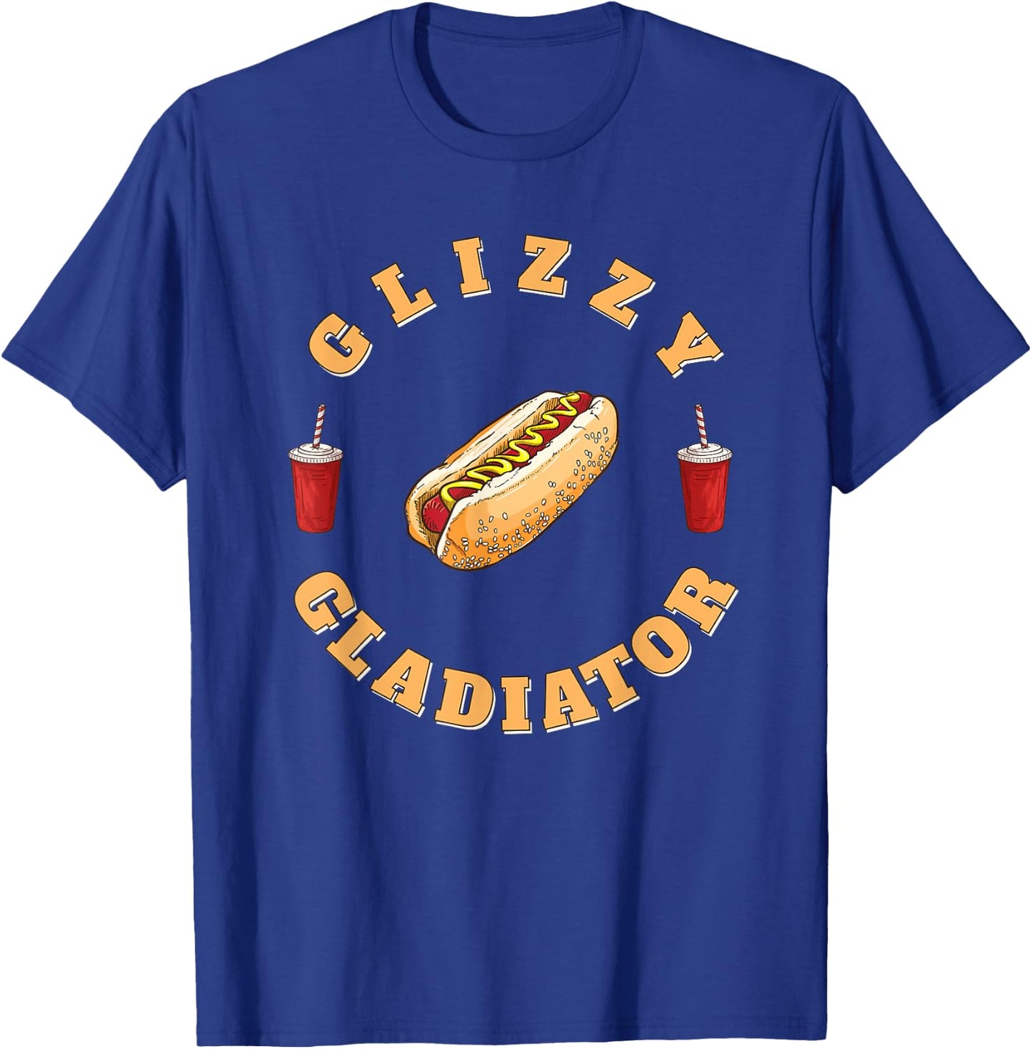 Glizzy Gladiator Funny Hotdog Humor Retro Sports Design Women Girls Kids T-Shirt - T-Shirt | Royal