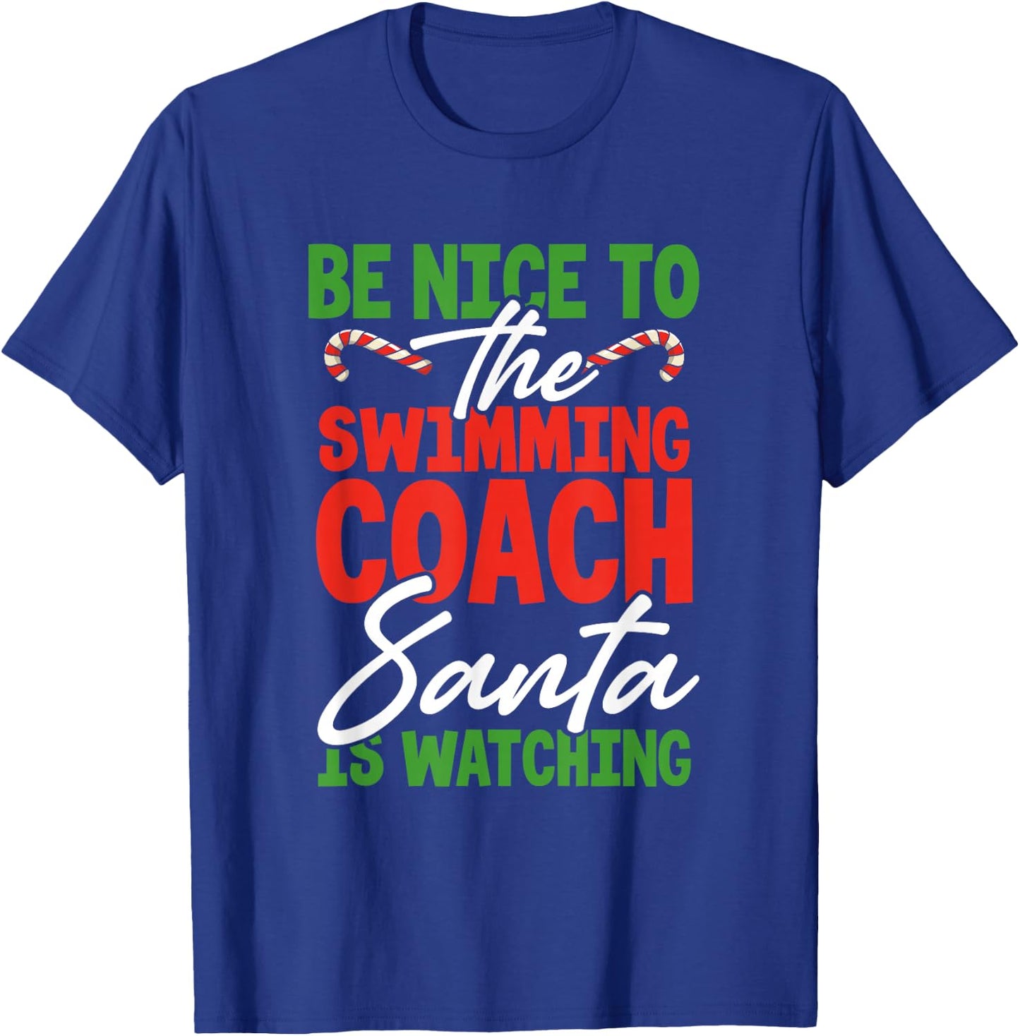Swimming Coach Gifts Christmas Funny Xmas Swimming Santa T-Shirt - T-Shirt | Royal