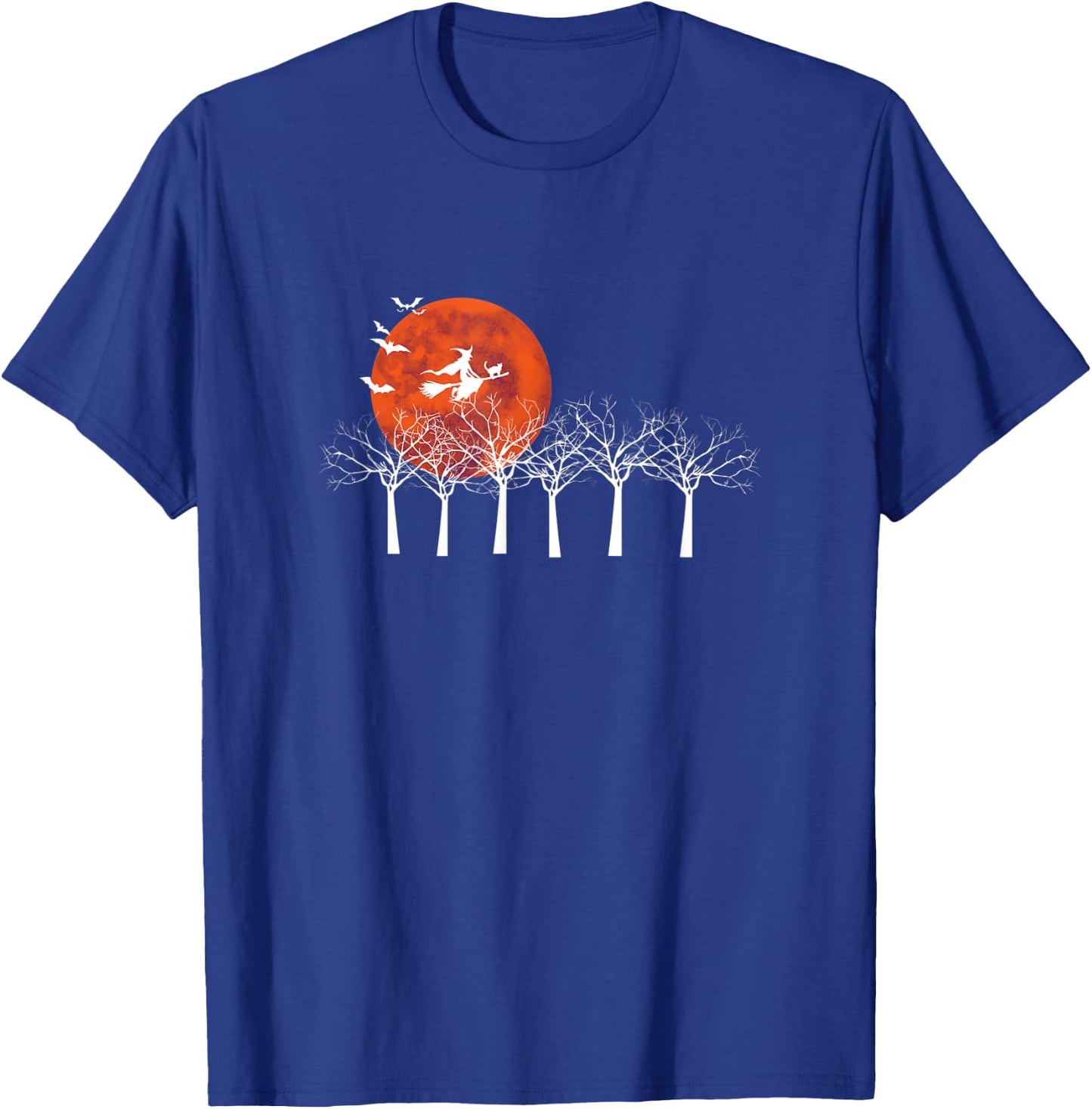 Halloween Witch Cat Moon Flight T-Shirt - T-Shirt | Royal