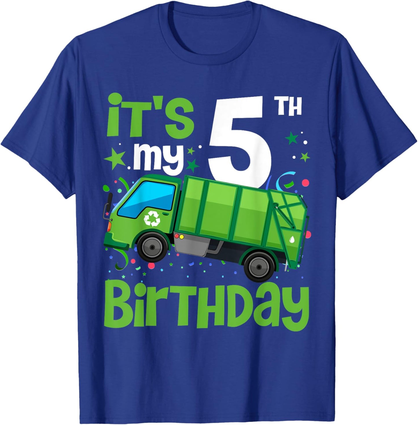It's My 5th Birthday Garbage Truck 5 Year Old Birthday Boy T-Shirt - T-Shirt | Royal
