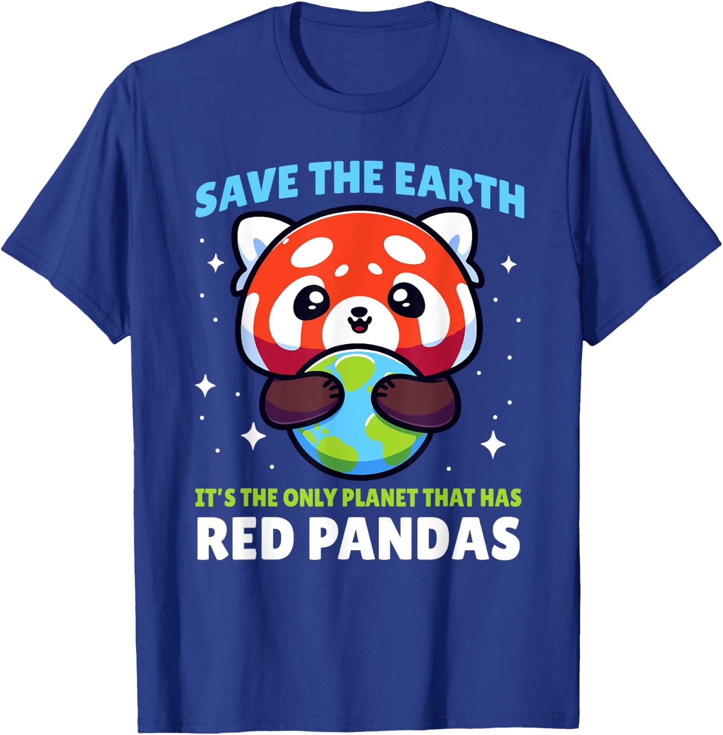 Save Earth Red Panda Design - Funny Animal Earth Day T-Shirt - T-Shirt | Royal