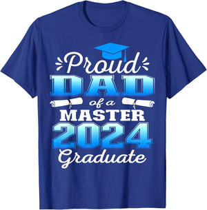 Proud Dad of 2024 Class Master Graduate Family Graduation T-Shirt - T-Shirt | Royal