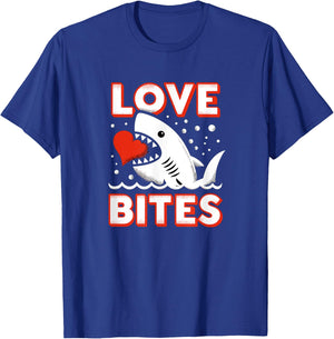 Kids Love Bites Shark Toddler Boy Valentines Day Outfit T-Shirt - T-Shirt | Royal