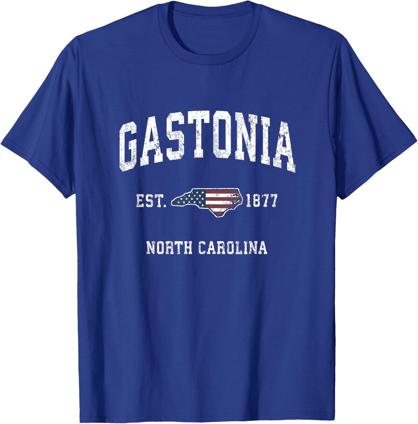 Gastonia North Carolina NC Vintage American Flag Design Kids Men T-Shirt - T-Shirt | Royal