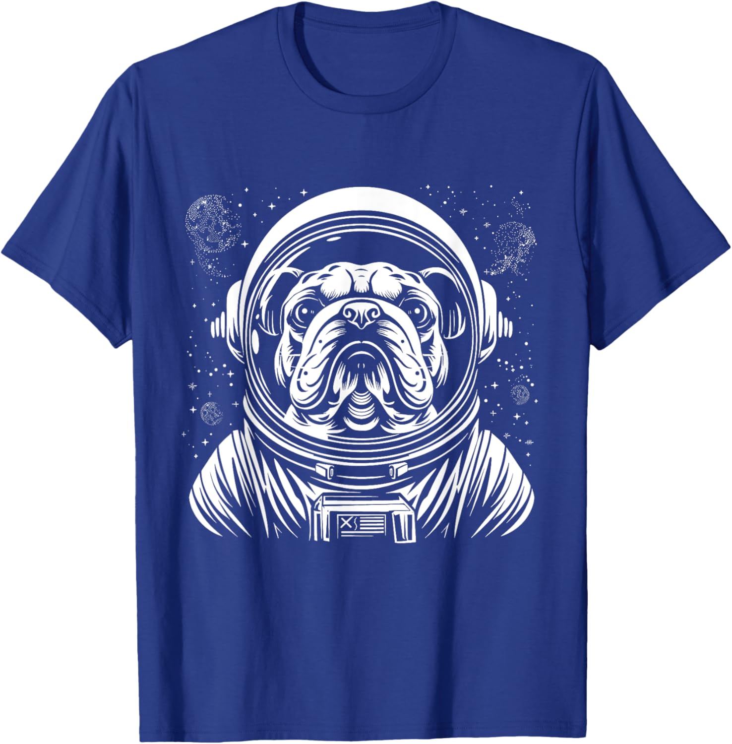 Bulldog Astronaut Funny Cute Dog Space Suit Men Women Kids T-Shirt - T-Shirt | Royal