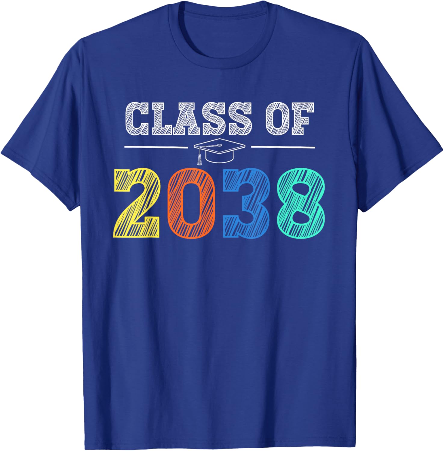 Class of 2038 Grow With Me First Day of School Graduation T-Shirt - T-Shirt | Royal