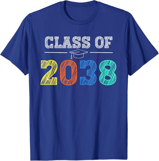 Class of 2038 Grow With Me First Day of School Graduation T-Shirt - T-Shirt | Royal