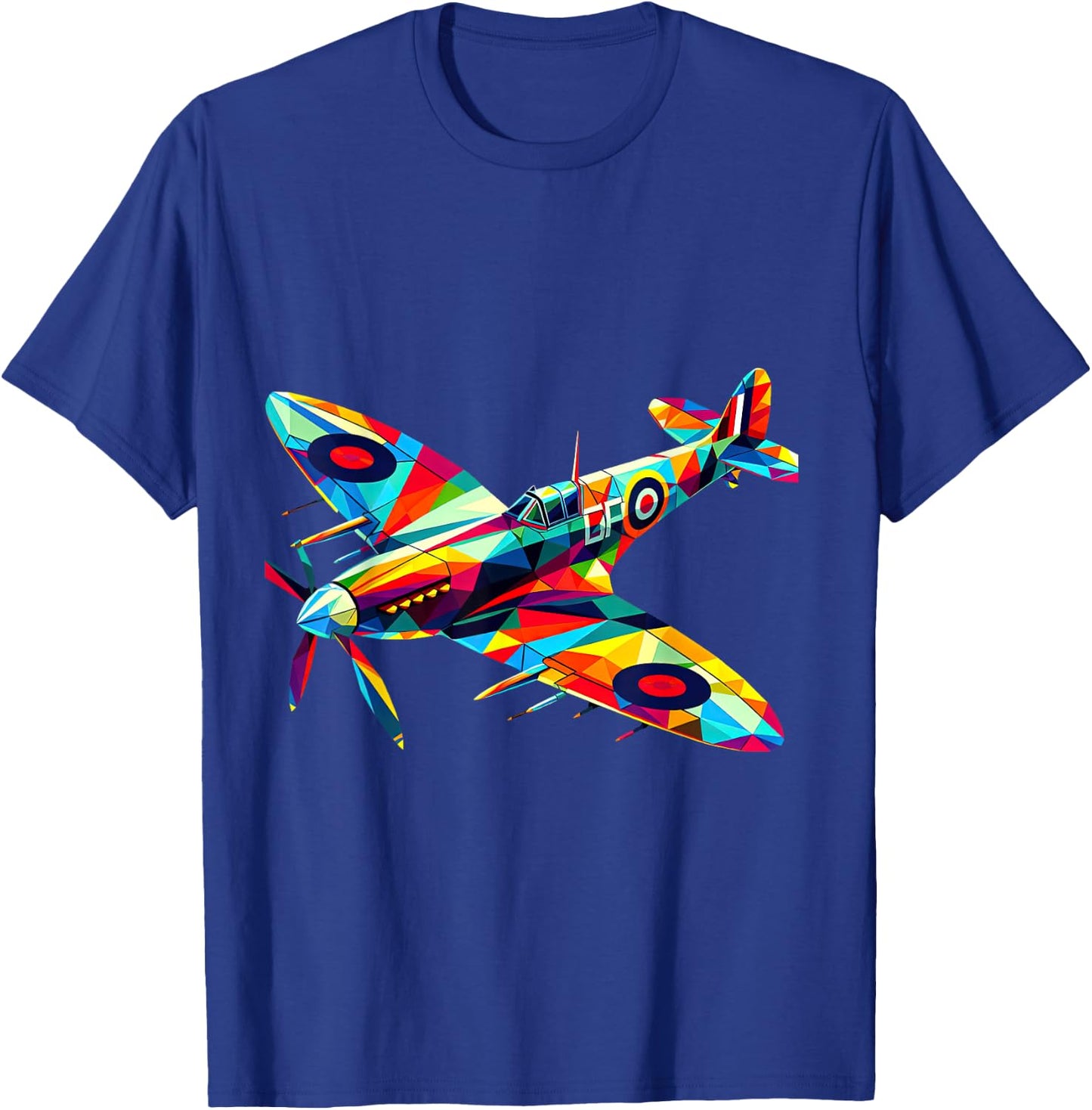 Spitfire Airplane Rainbow Color Splash Colorful Kids T-Shirt - T-Shirt | Royal
