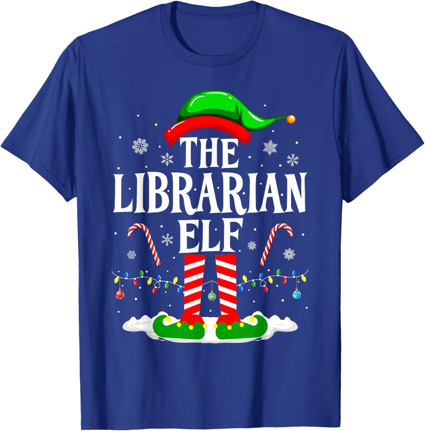 The Librarian Elf Xmas Funny Book Lover Christmas Books T-Shirt - T-Shirt | Royal