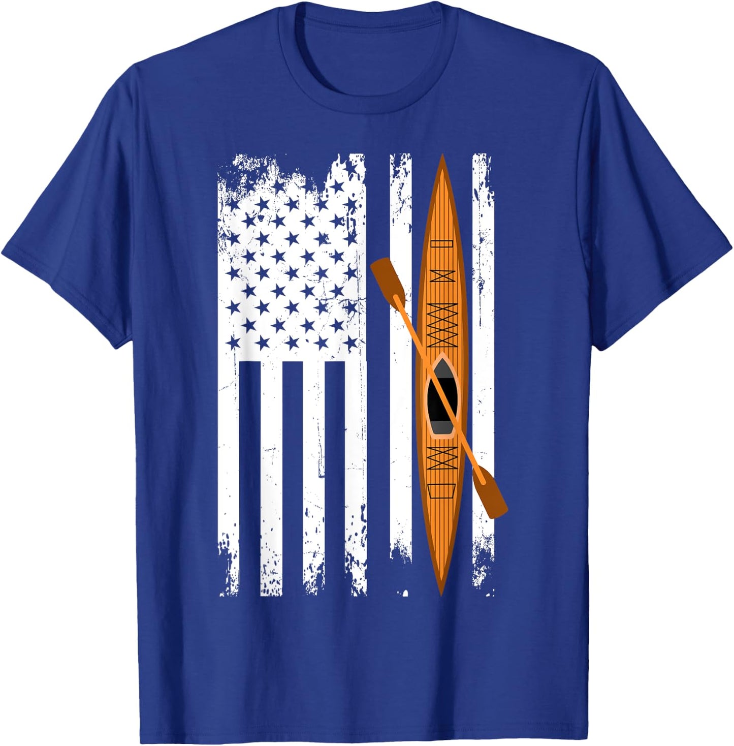 Kayak US Flag Kayaking Outdoor Adventurer Athletic Kayaker T-Shirt - T-Shirt | Royal