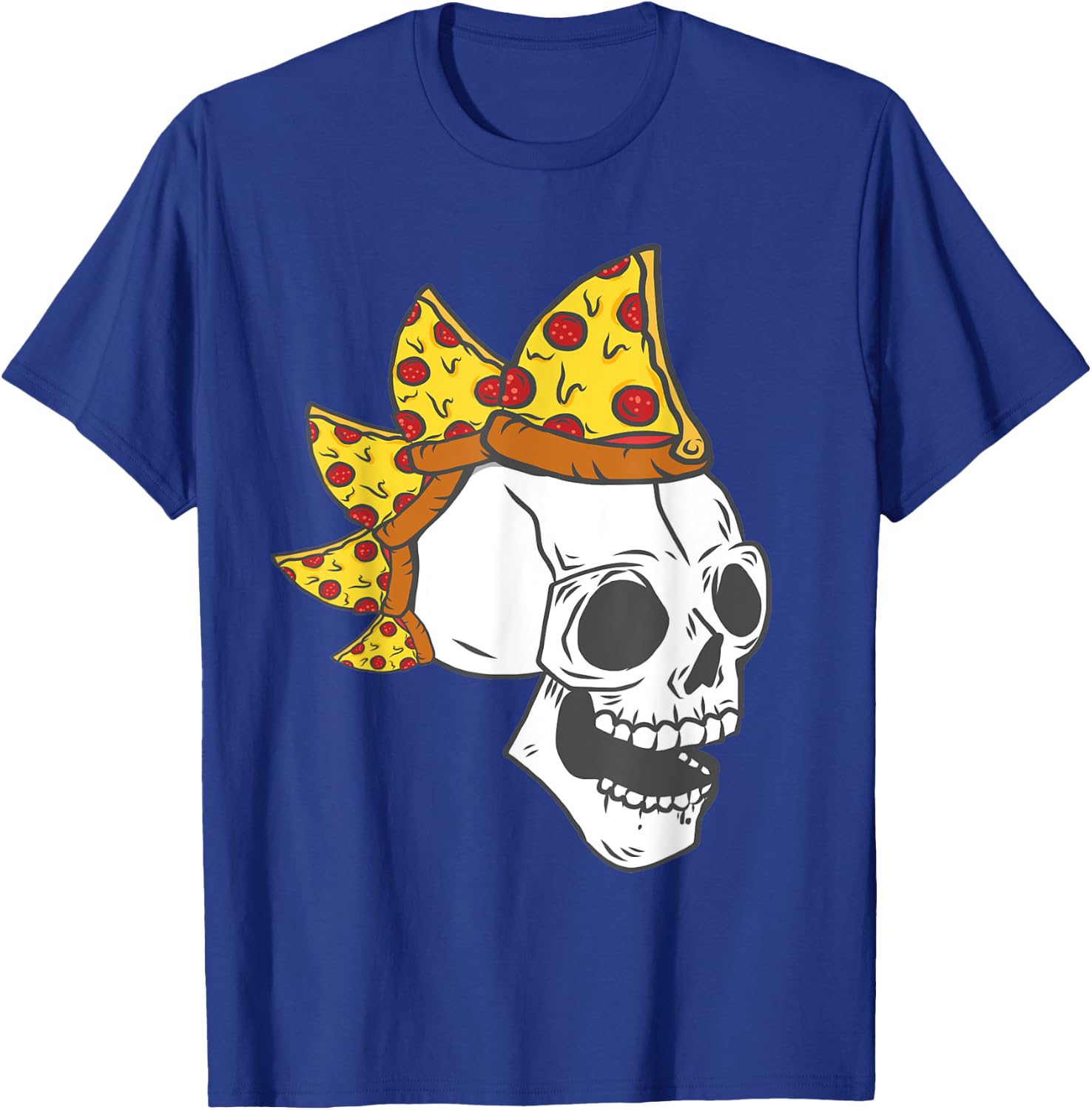Pizza Mohawk Hair Rocker Skull Halloween Kids Costumes Gifts T-Shirt - T-Shirt | Royal