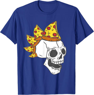 Pizza Mohawk Hair Rocker Skull Halloween Kids Costumes Gifts T-Shirt - T-Shirt | Royal