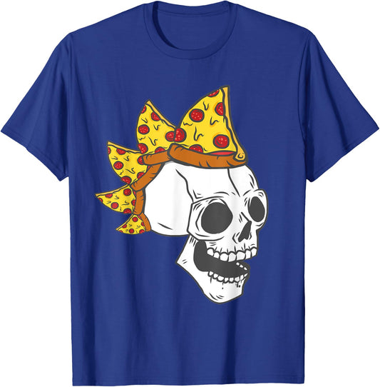 Pizza Mohawk Hair Rocker Skull Halloween Kids Costumes Gifts T-Shirt - T-Shirt | Royal