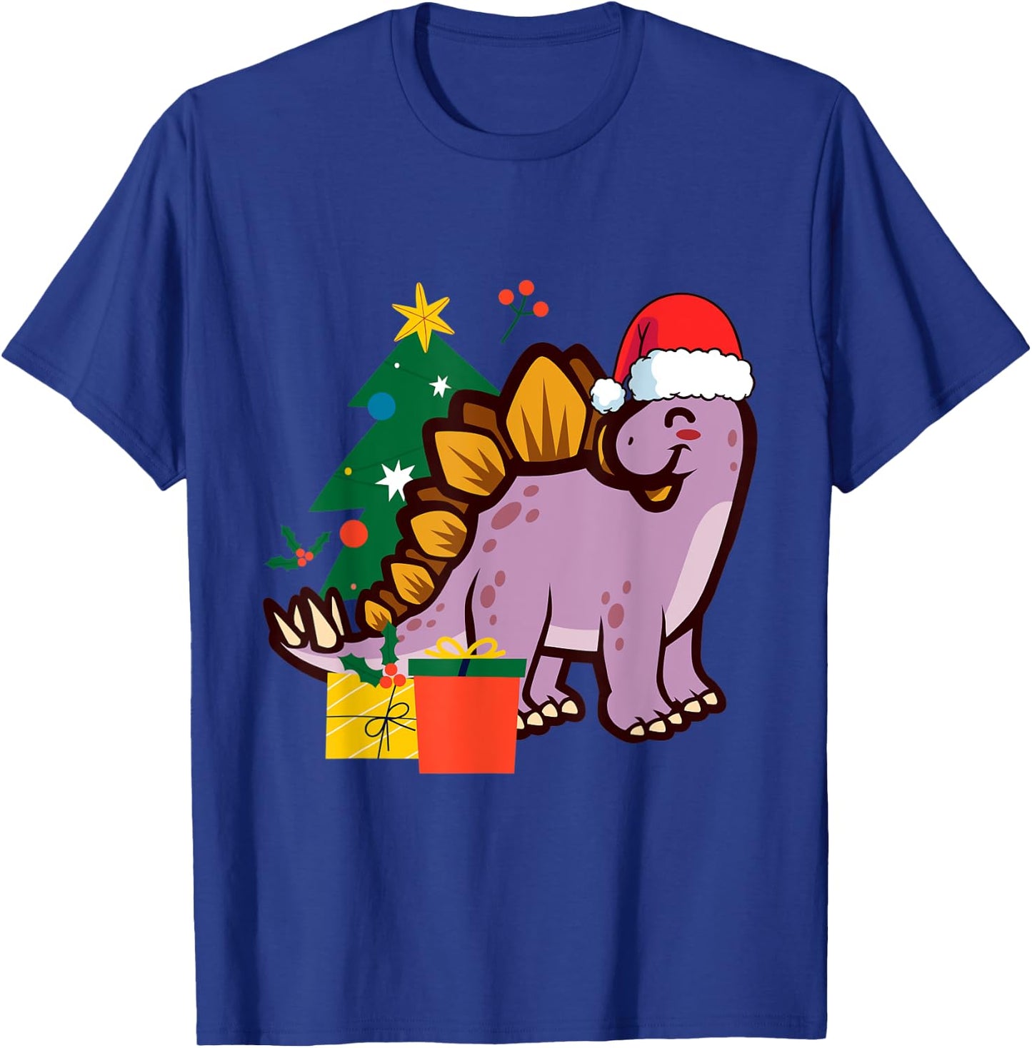 Cute Stegosaurus Dinosaur Santa Merry Christmas T-Shirt - T-Shirt | Royal