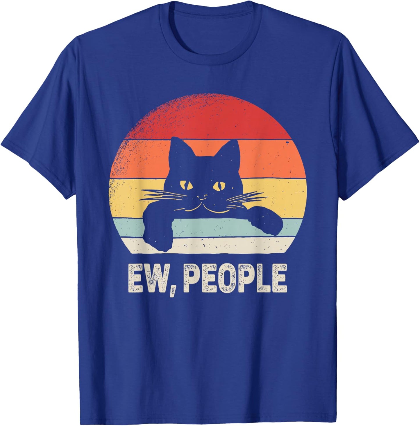 Vintage Retro Ew, People Black Cat T-Shirt - T-Shirt | Royal