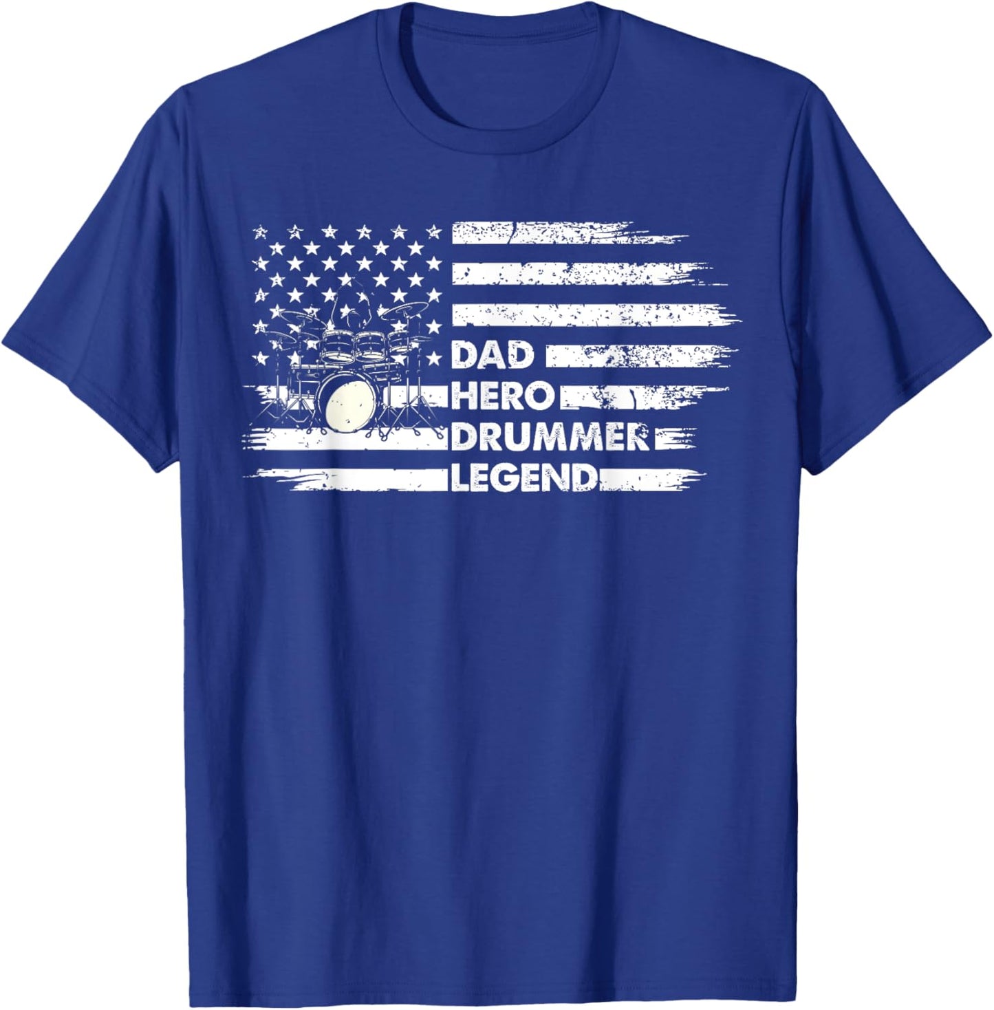 Distressed Drum Set Dad Hero Drummer Legend Fathers Day T-Shirt - T-Shirt | Royal